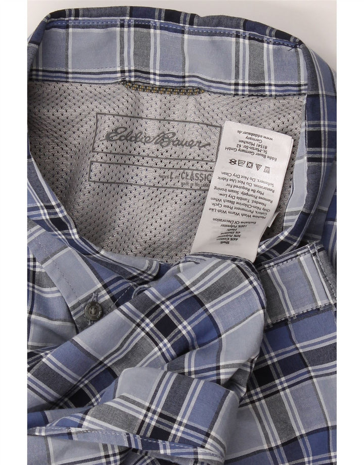 EDDIE BAUER Mens Classic Fit Short Sleeve Shirt Large Blue Check Cotton Vintage Eddie Bauer and Second-Hand Eddie Bauer from Messina Hembry 