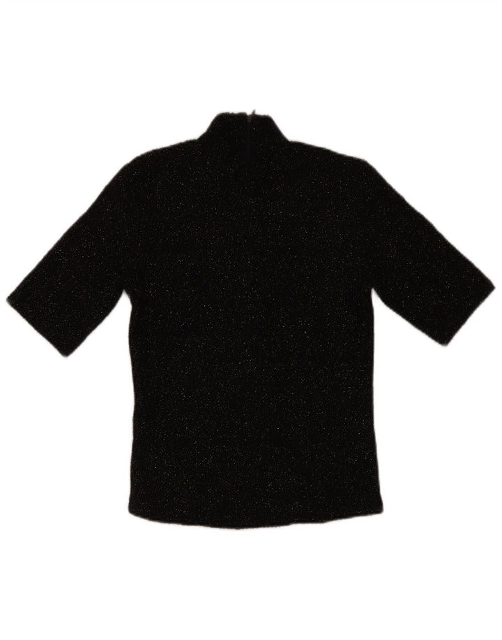 Bluzka damska Zara Top UK 10, mała, czarna, nakrapiana, poliester