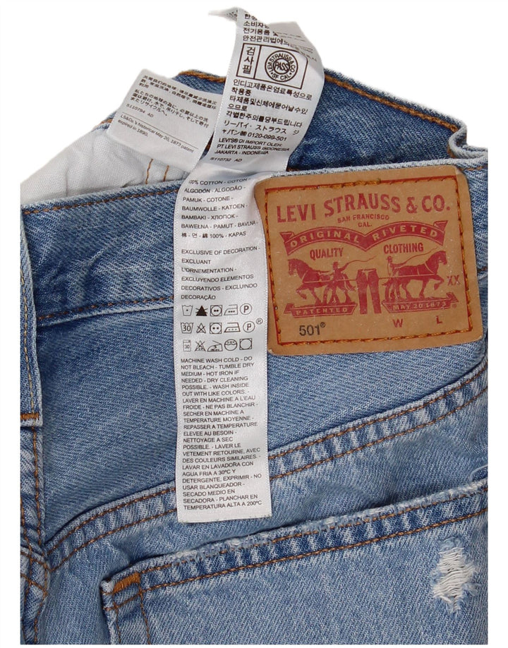 Damskie spodenki jeansowe LEVI'S 501 w trudnej sytuacji W27, małe, niebieskie, bawełniane