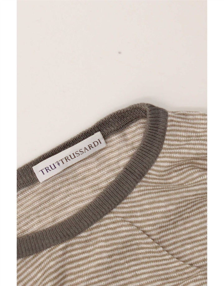 Męski sweter z okrągłym dekoltem Trussardi, duży, szary Argyle/diament