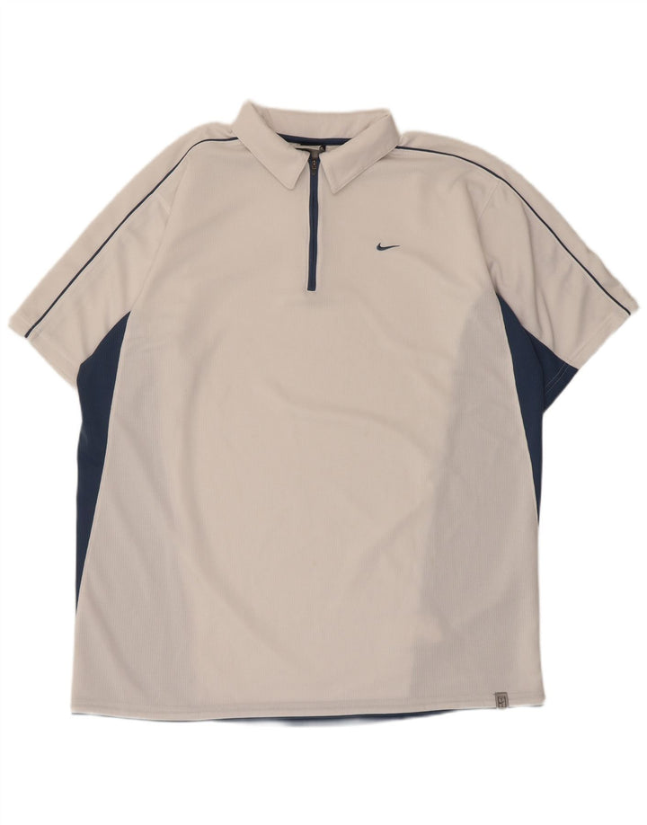 Męska koszulka polo Nike UK 45/47 XL, biały poliester z blokami kolorów