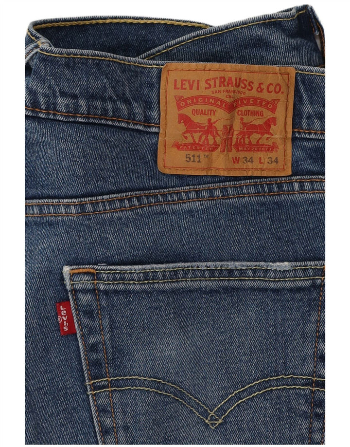 Męskie jeansy Levi's 511 Slim W34 L34 Niebieska bawełna