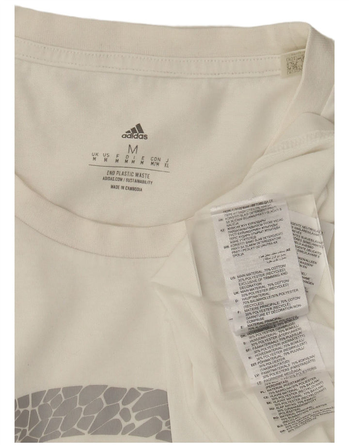 Męska koszulka z grafiką Adidas, średnia, biała bawełna