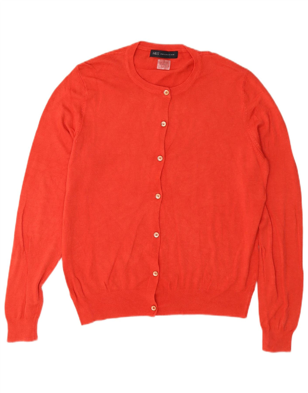 Marks & Spencer Damski sweter rozpinany o regularnym kroju, UK 12, średni czerwony, bawełniany