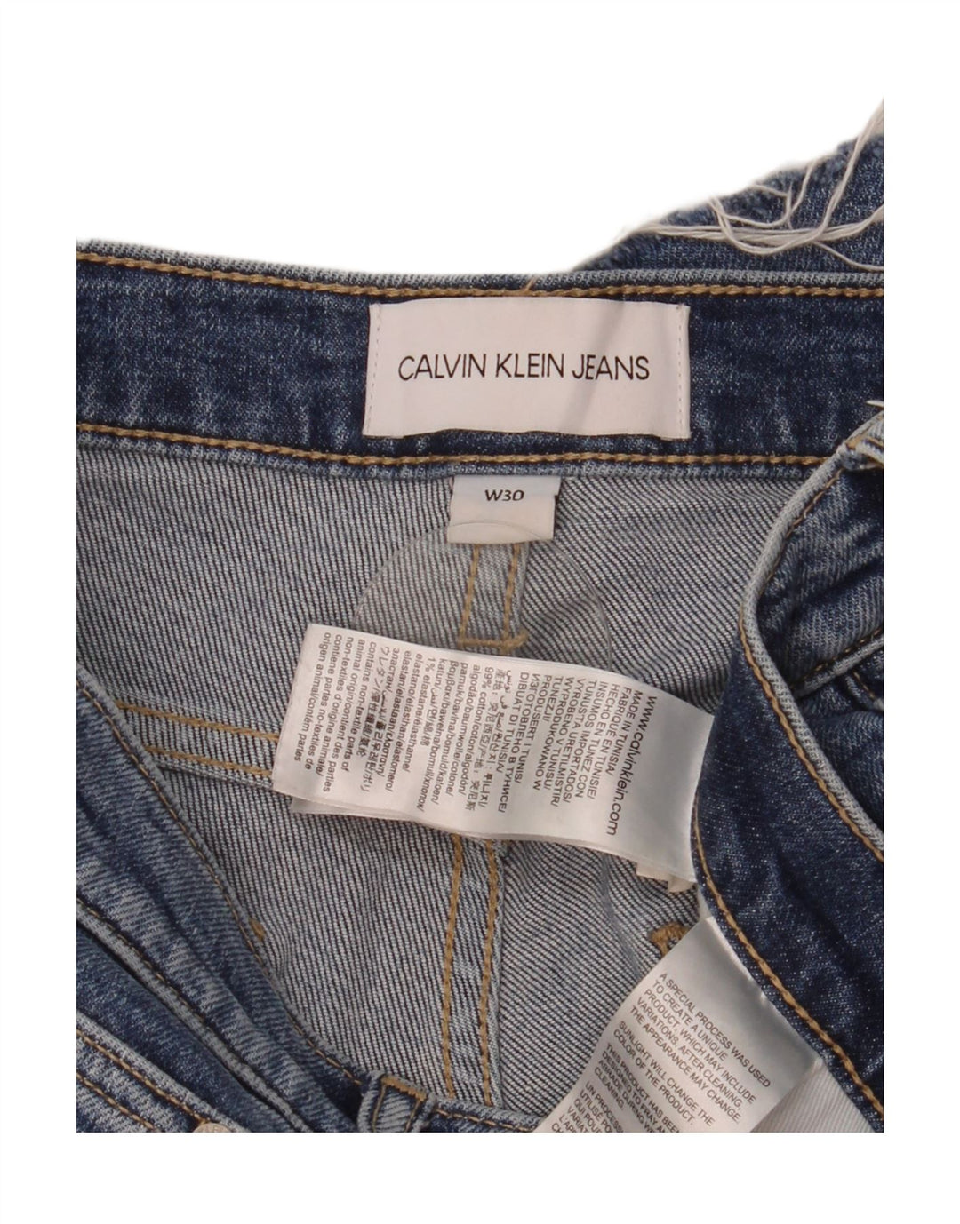 Damskie spodenki jeansowe CALVIN KLEIN Mom Jean W30 Średnioniebieskie, bawełniane