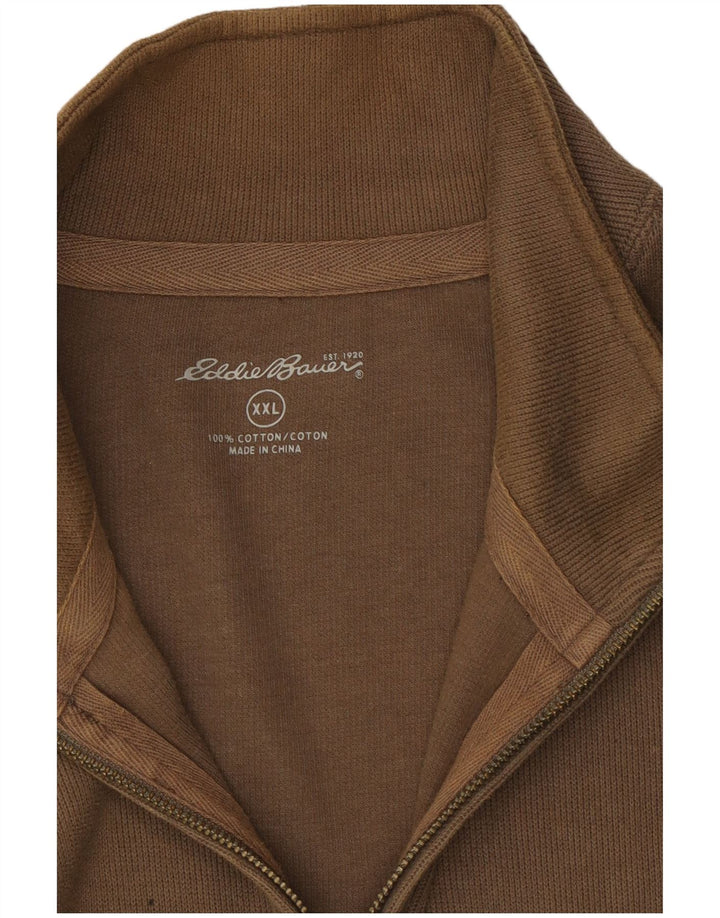Męski sweter zapinany na zamek Eddie Bauer 2XL, brązowa bawełna