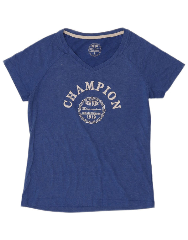 Damska koszulka CHAMPION Heritage Fit Graphic Top UK 14, duża niebieska