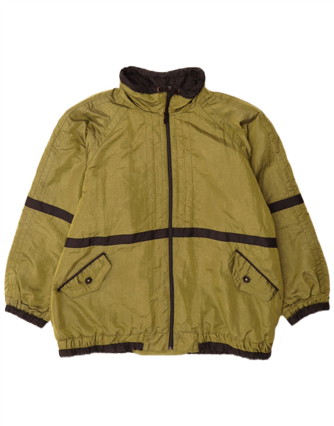 Męska kurtka wiatrówka Vintage UK 44 2XL Zielony poliester w blokach kolorów
