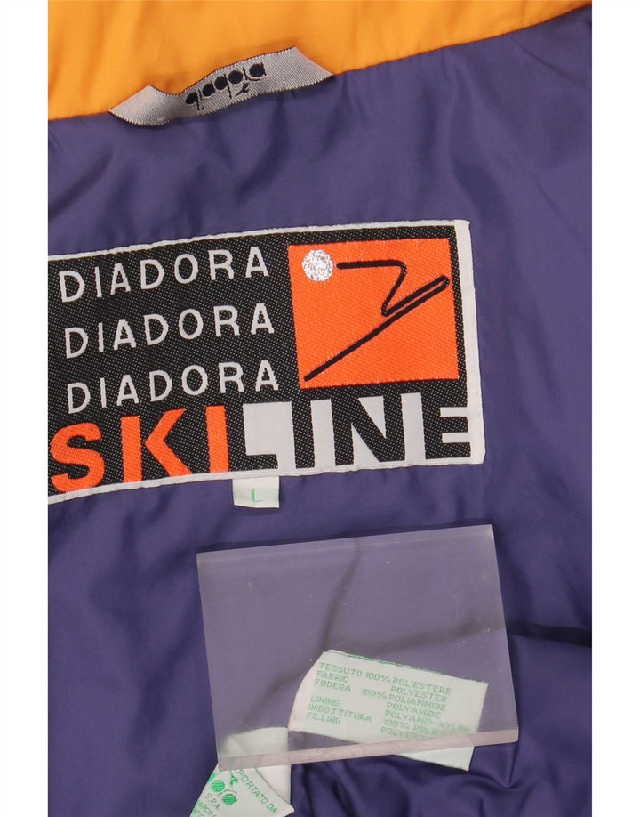 Męska kurtka narciarska DIADORA UK 40, duża, niebieska, poliestrowa z blokami kolorów