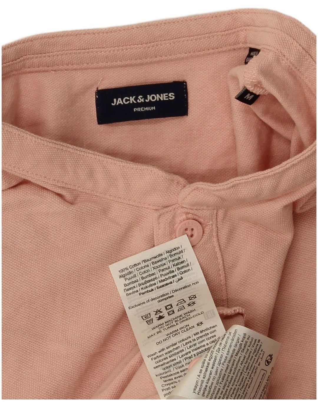 Męska koszulka polo Premium JACK & JONES, średnioróżowa, bawełniana