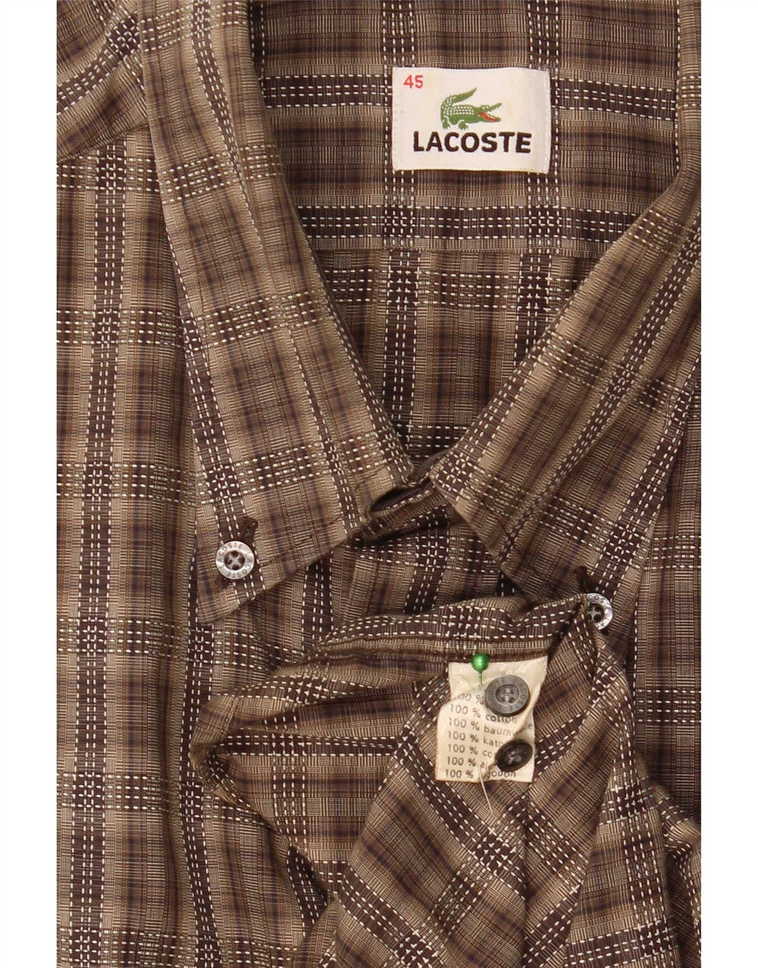 Koszula męska Lacoste, rozmiar 45, bawełniana, brązowa krata