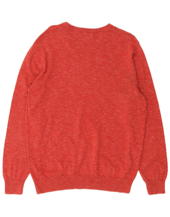 Męski sweter J. Crew, duży, czerwony, nakrapiany, z bawełny