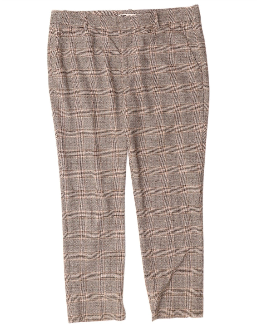 Damskie spodnie chino ZARA slim fit EU 42 Large W32 L27 szara krata