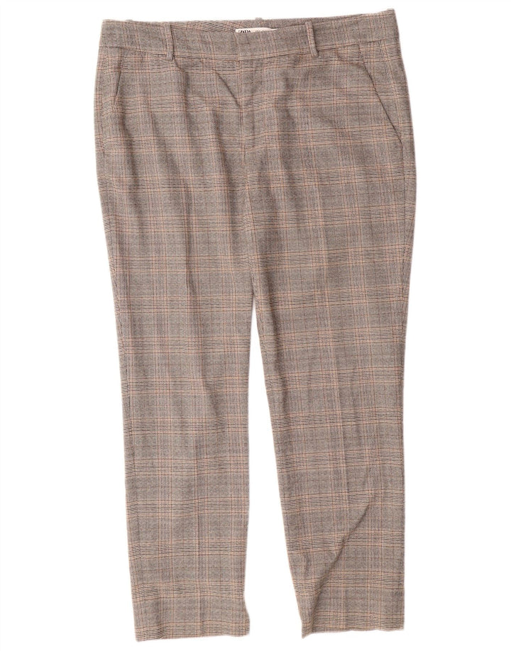 Damskie spodnie chino ZARA slim fit EU 42 Large W32 L27 szara krata