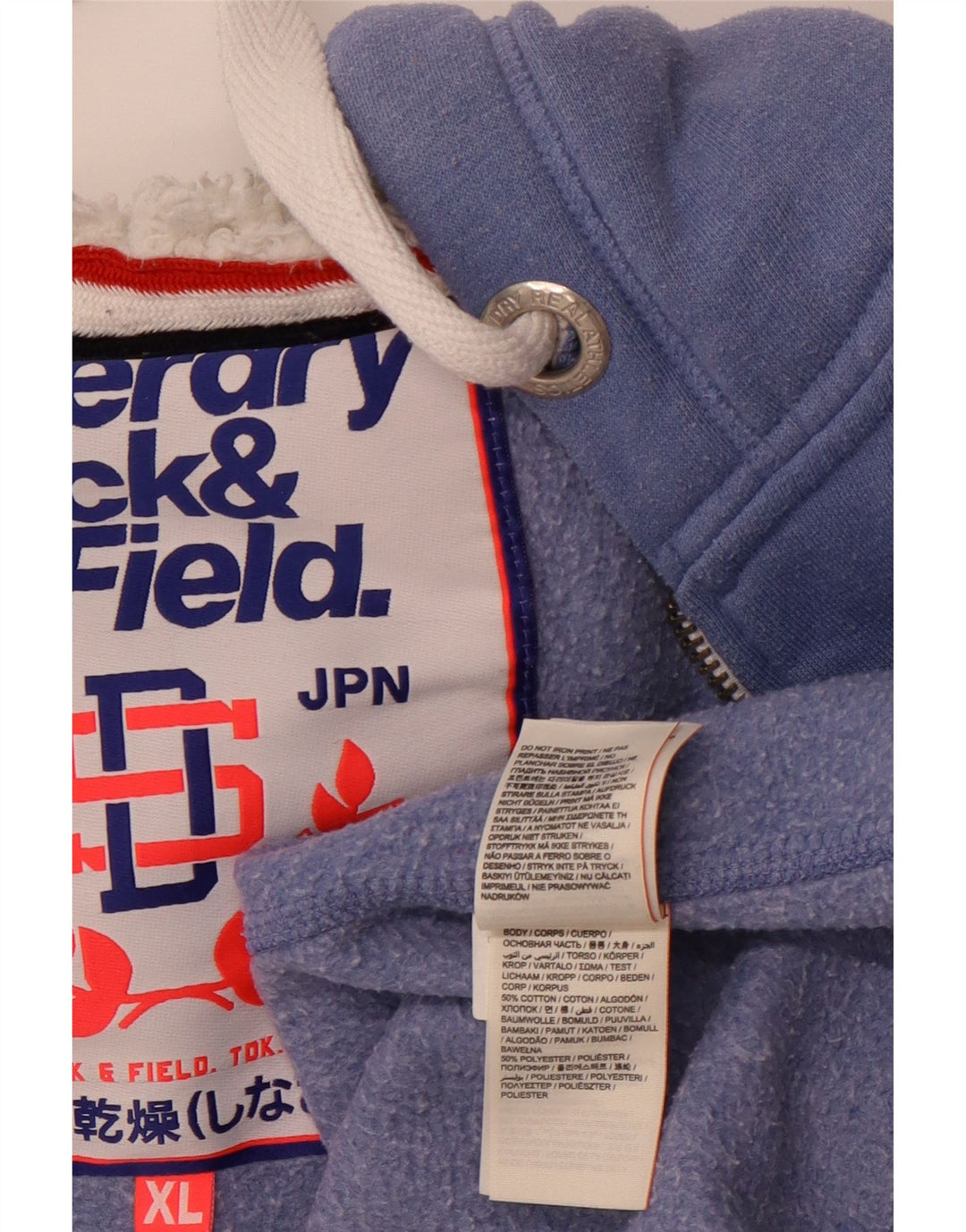 SUPERDRY Damski sweter z kapturem i zamkiem błyskawicznym, UK 18 XL, niebieski, bawełniany