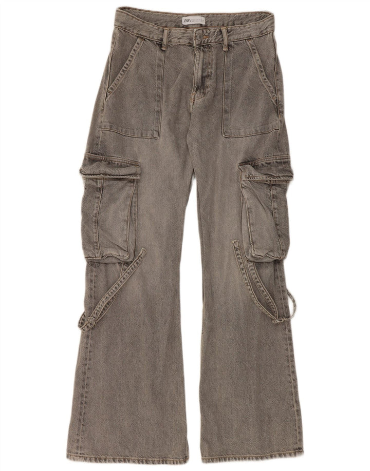 Jeansy damskie Zara Cargo Flared EU 38 Small W30 L32 Szare