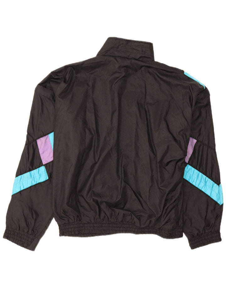 Męska kurtka dresowa w stylu vintage XL, czarna, z blokami kolorów, poliamid