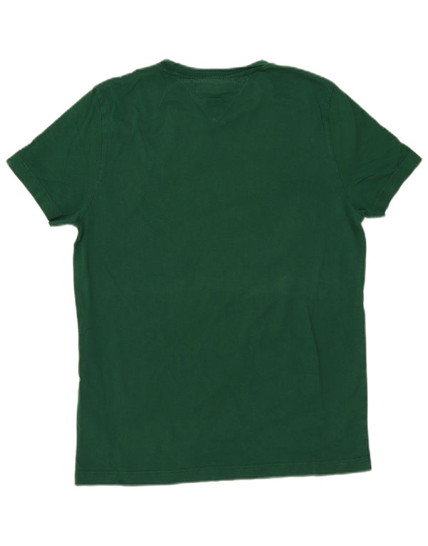 Męski T-shirt Tommy Hilfiger o wąskim kroju z grafiką, średni zielony, bawełniany