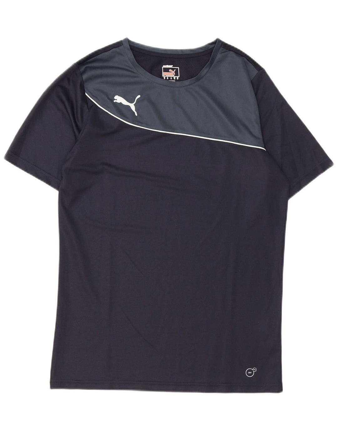 PUMA Mens T-Shirt Top Medium Navy Blue Colourblock Polyester