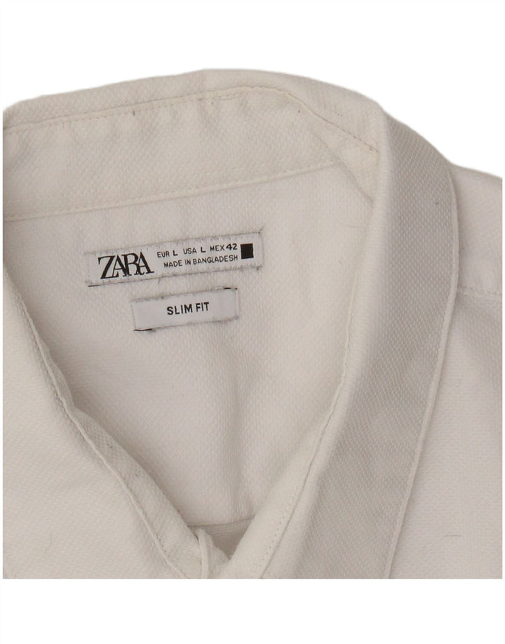 ZARA Mens Slim Fit Shirt Large White Cotton