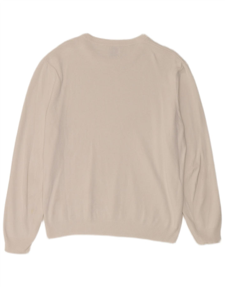 Męski sweter Zara z okrągłym dekoltem, duży, biały