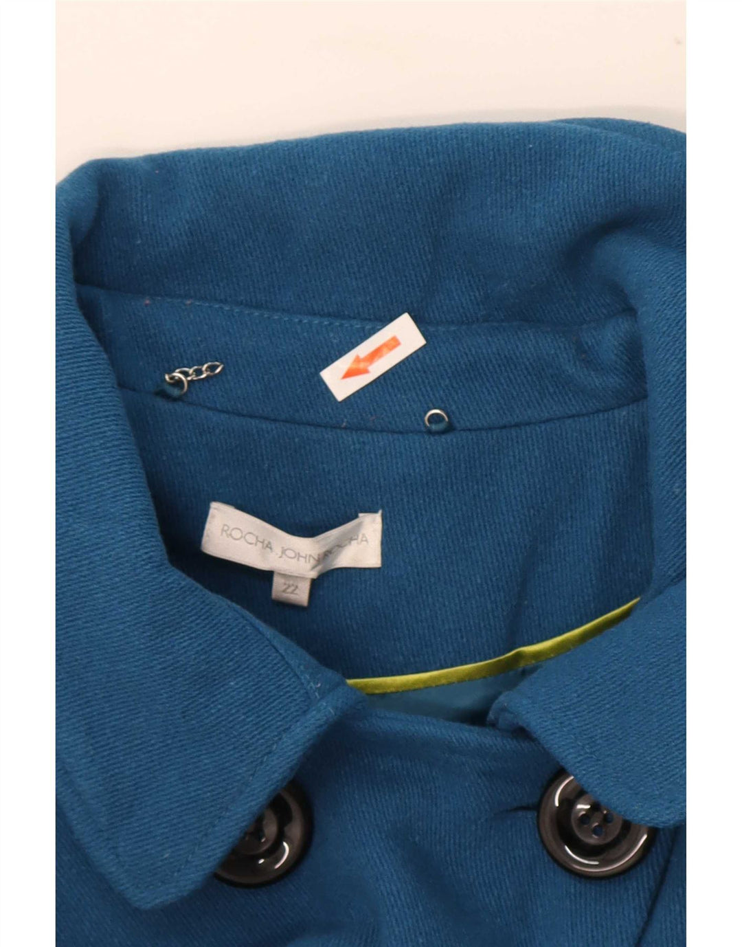 Płaszcz damski John Rocha Pea Coat UK 22 3XL Niebieska wełna