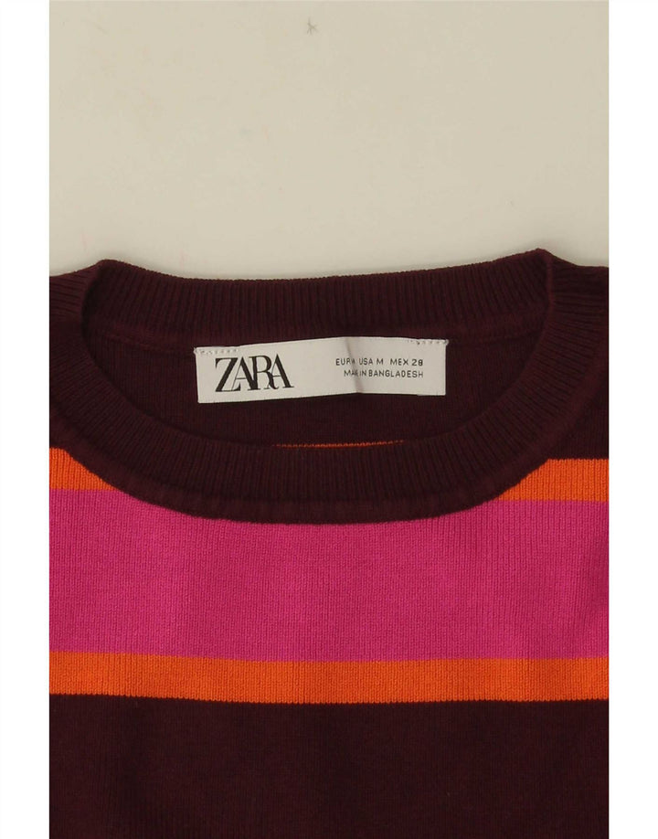 Damski krótki top Zara UK 12 w średnie różowe paski