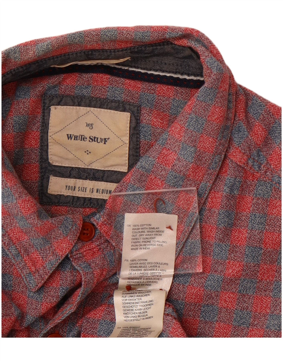 Koszula flanelowa męska White Stuff, bawełniana w kratkę, w kolorze średniej czerwieni