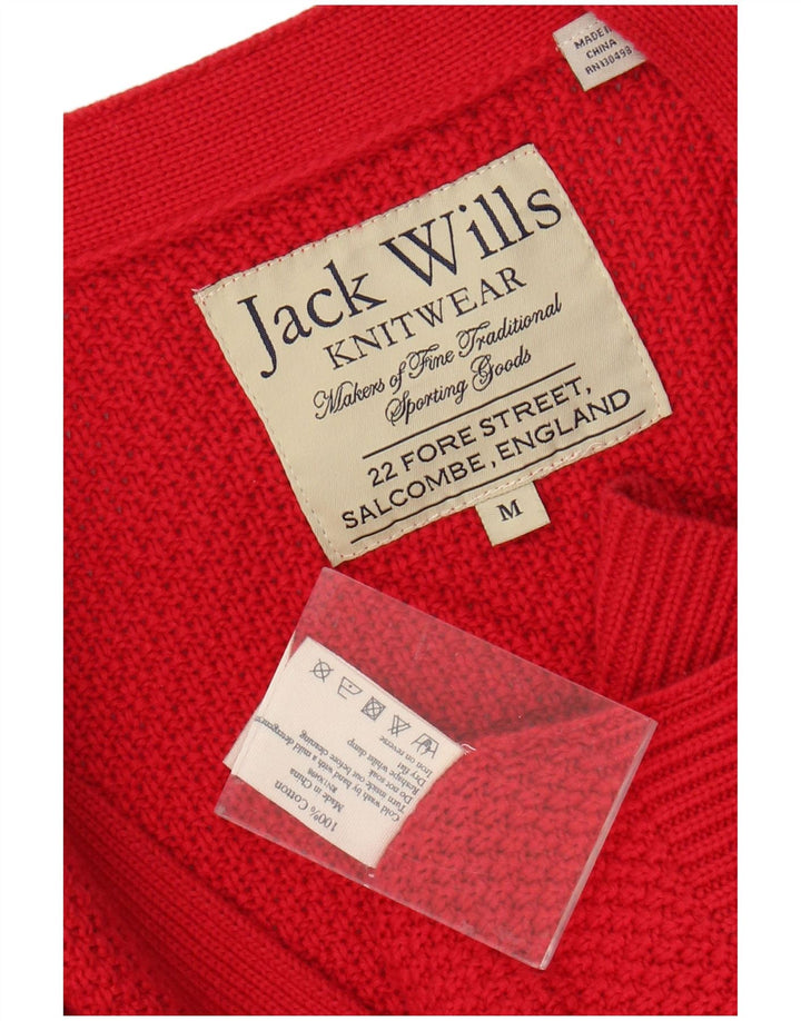JACK WILLS Męski sweter kardigan w kolorze średniej czerwieni, bawełniany
