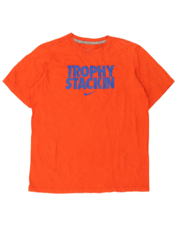 Chłopięcy T-shirt z grafiką Nike, 13-14 lat, XL, pomarańczowy, bawełniany