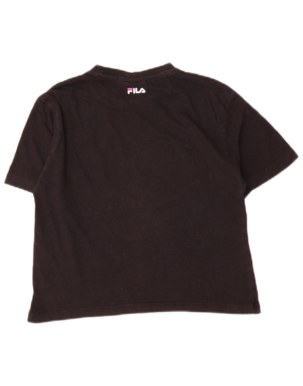 Damski T-shirt Fila Crop Graphic Top UK 6 XS Czarna bawełna