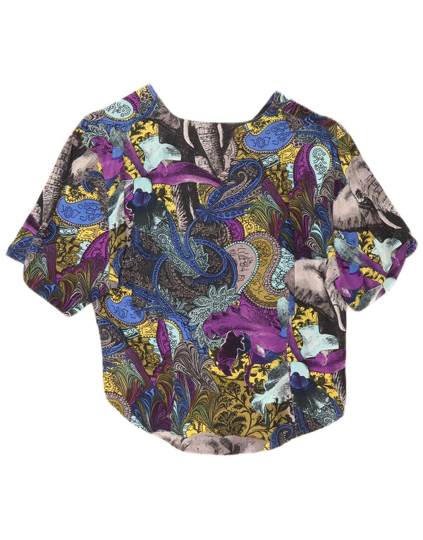 Damska bluzka koszulowa w stylu vintage UK 12 Średnia wielobarwna wiskoza Paisley