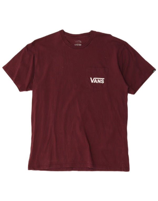 Męski T-shirt Vans o klasycznym kroju z grafiką, duży, bordowy, bawełniany