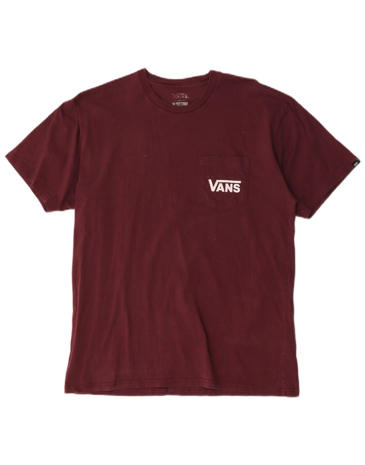 Męski T-shirt Vans o klasycznym kroju z grafiką, duży, bordowy, bawełniany