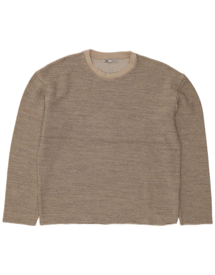 Damski sweter oversize ZARA UK 14, średni szary, nakrapiany akryl