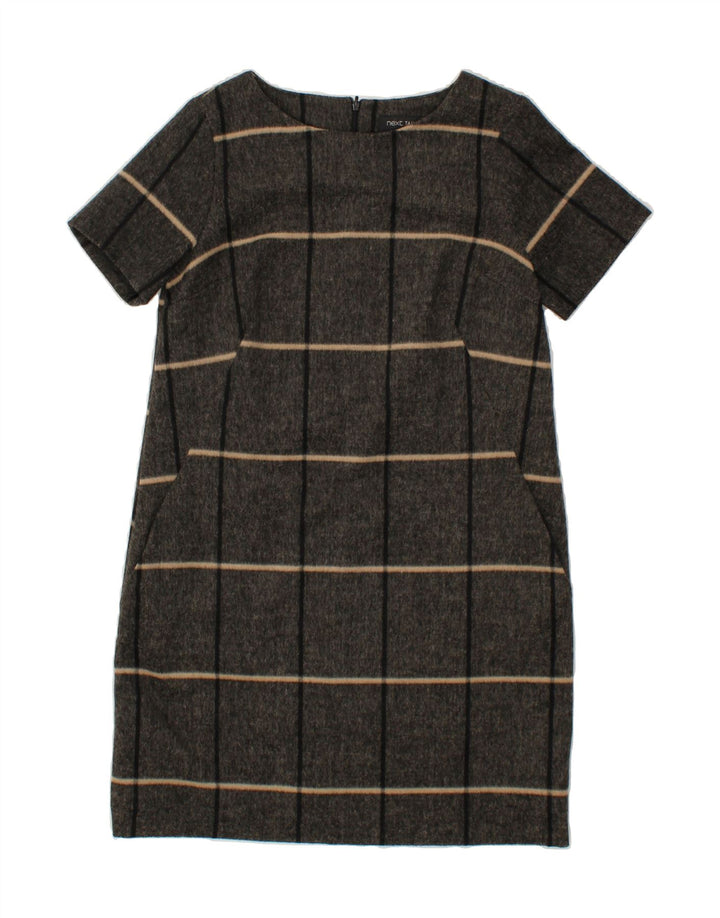 NEXT Womens Shift Dress UK 12 Medium Grey Striped Polyester Vintage Next and Second-Hand Next from Messina Hembry 