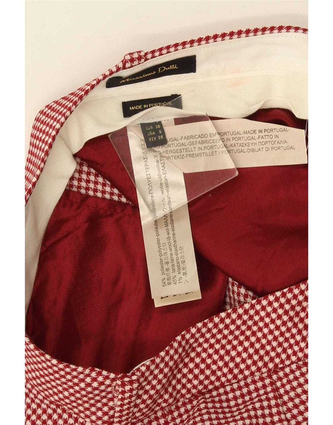 Spodnie Chino Massimo Dutti Damskie EU 38 Small W28 L28 Czerwone Pepitka