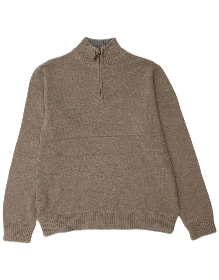 EDDIE BAUER Męski sweter zapinany na zamek, duży, bawełniany khaki