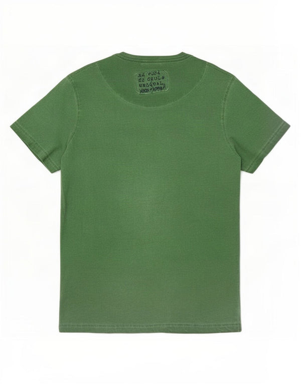 Męski T-shirt z grafiką Desigual, duży, zielony, bawełniany