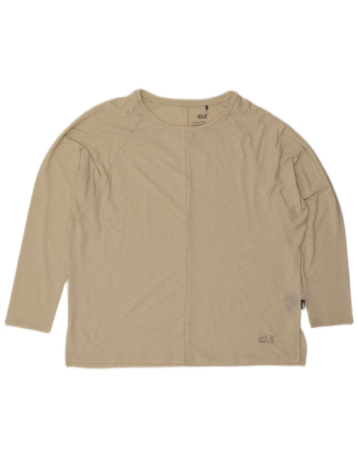 Damski top Jack Wolfskin z długim rękawem, UK 18 XL, beżowy, nakrapiany poliester