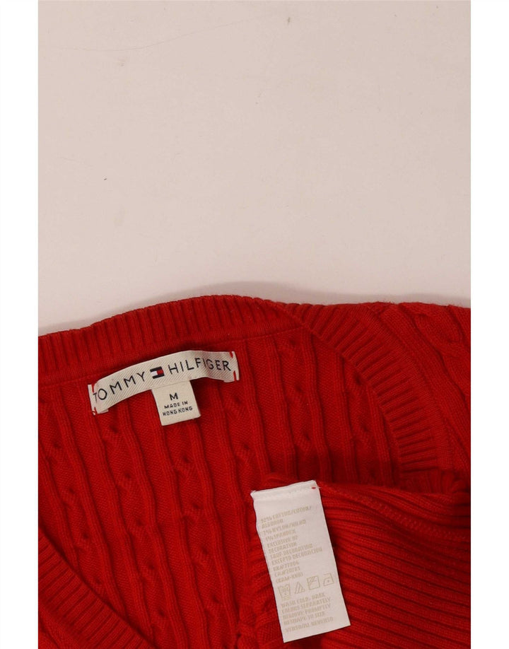 Damski sweter Tommy Hilfiger o regularnym kroju z dekoltem w kształcie litery V, UK 12, średni czerwony