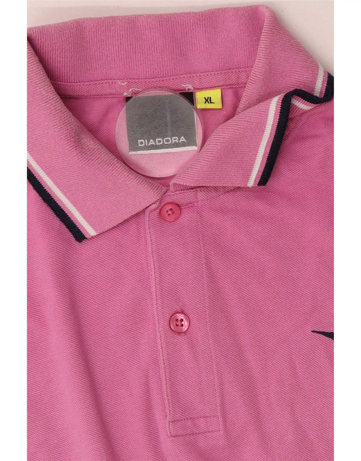 Męska koszulka polo Diadora XL w różowe paski