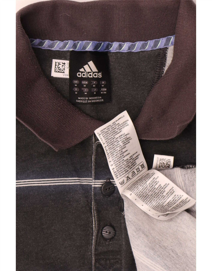 Męska koszulka polo Adidas, średnia, czarna bawełniana w paski