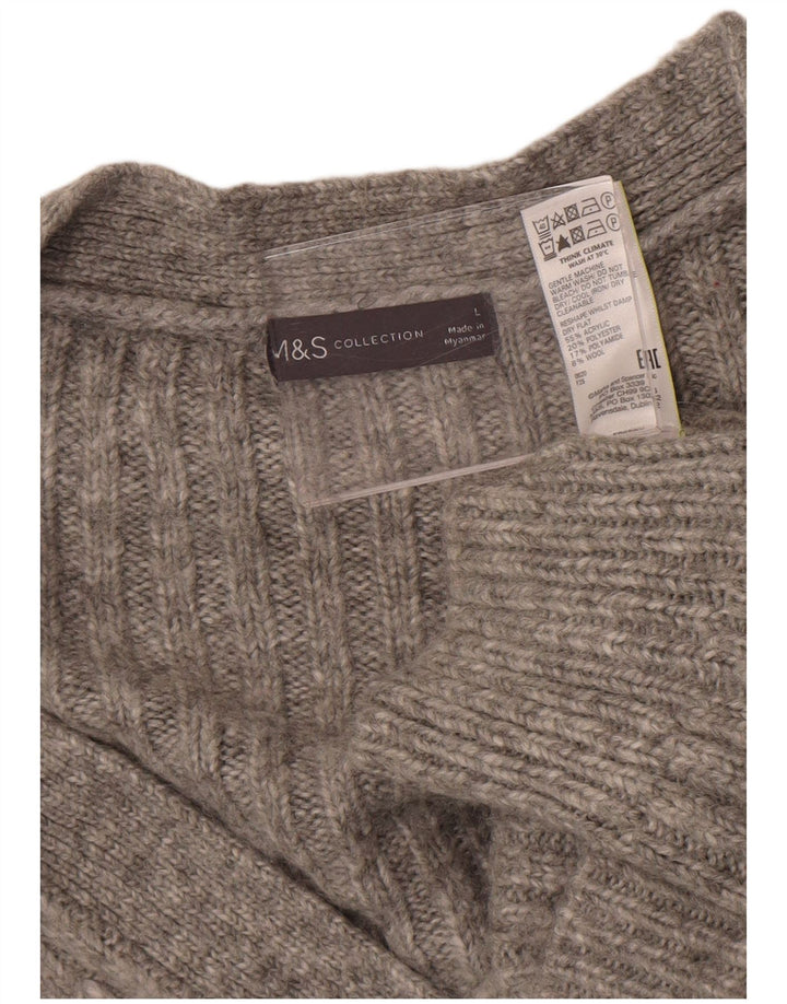 Marks & Spencer Damski sweter typu Crop Oversized Cardigan UK 16, duży, szary