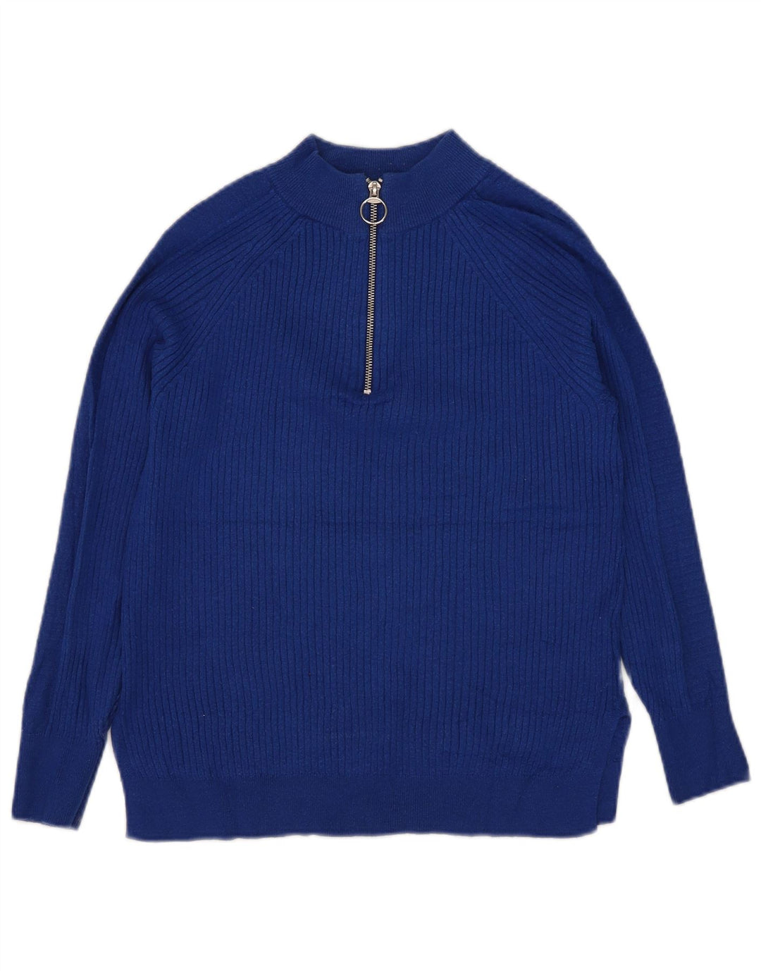 Marks & Spencer Damski sweter z zamkiem błyskawicznym UK 10 Small Blue Wiskoza