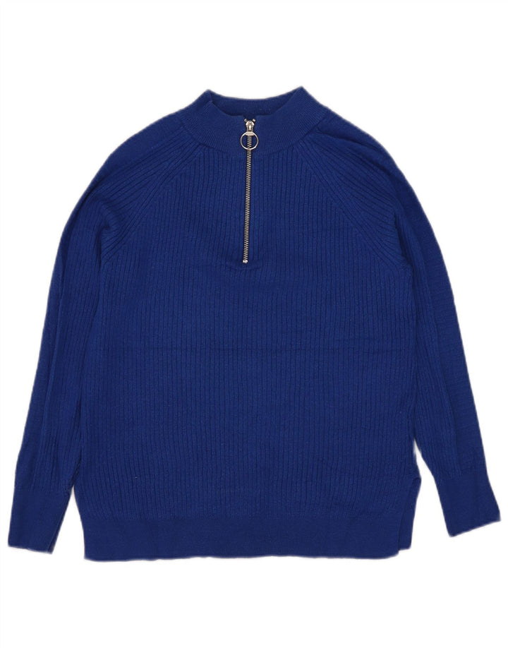 Marks & Spencer Damski sweter z zamkiem błyskawicznym UK 10 Small Blue Wiskoza
