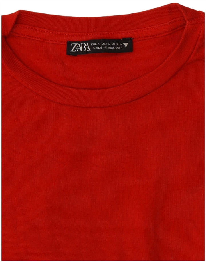 Damski krótki top Zara z długim rękawem, UK 8, mały, czerwony
