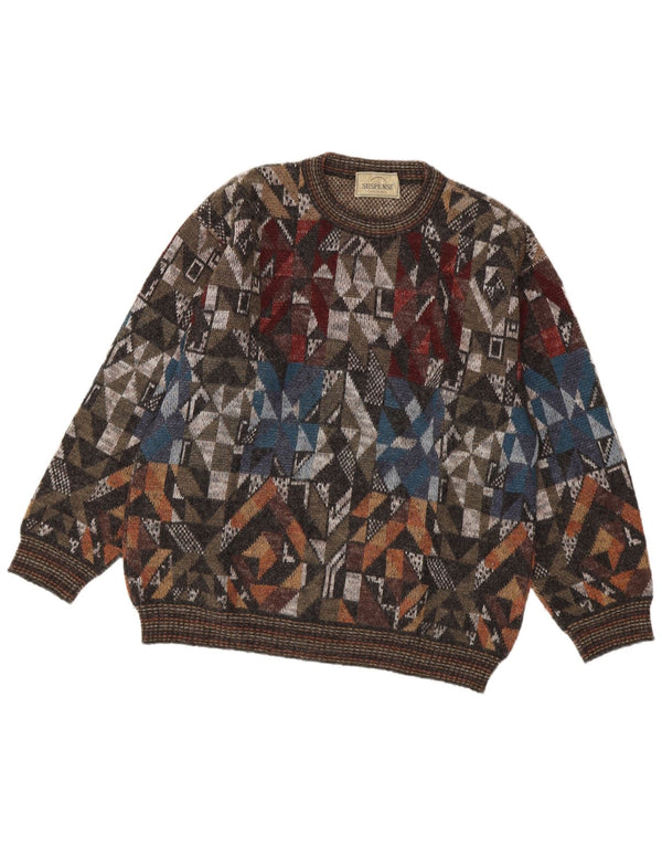 Męski sweter z wycięciem pod szyją Suspense IT 48 Średni wielokolorowy geometryczny