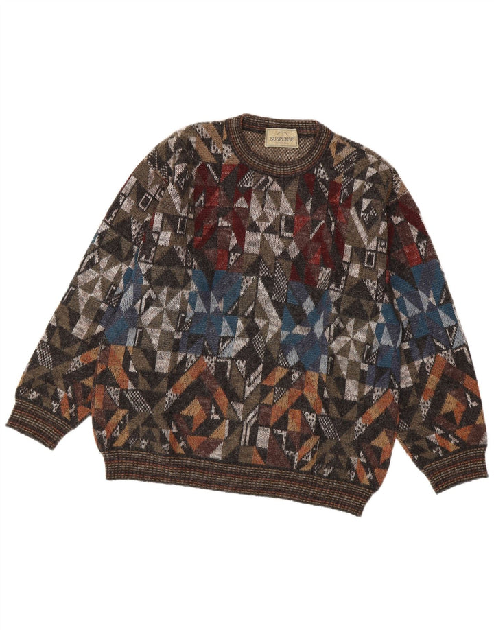 Męski sweter z wycięciem pod szyją Suspense IT 48 Średni wielokolorowy geometryczny