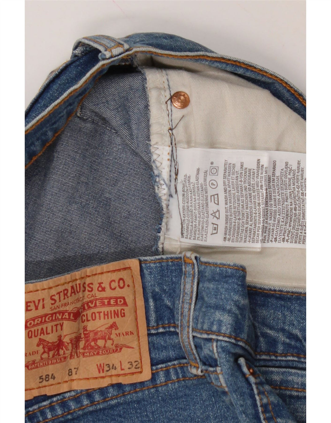 LEVI'S Womens 584 Bootcut Jeans W34 L32 Blue Cotton Vintage Levi's and Second-Hand Levi's from Messina Hembry 